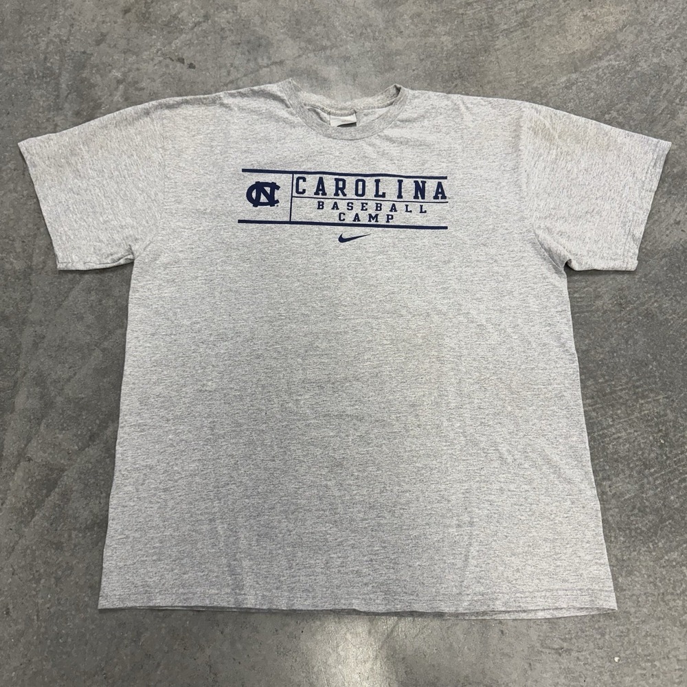 Vintage Nike North Carolina Baseball Camp T-shirt Gray Short Sleeve XL